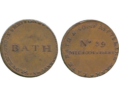 BRITISH 18th CENTURY TOKENS, William Glover, Copper Halfpenny, obv BATH at centre, GLOVERS LONDON SHEFFIELD & BIRMINGM. WARER