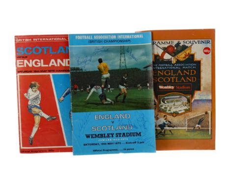 COLLECTION OF SCOTLAND V. ENGLAND FOOTBALL PROGRAMMES, dated 13 February 1973, 19 May 1973, 15 May 1976, 4 June 1977, 26 May 