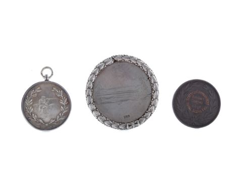 VICTORIAN AYR SUMMER ICE CLUB MEDAL, the obverse engraved with two figures table curling, the reverse inscribed 'Presented by