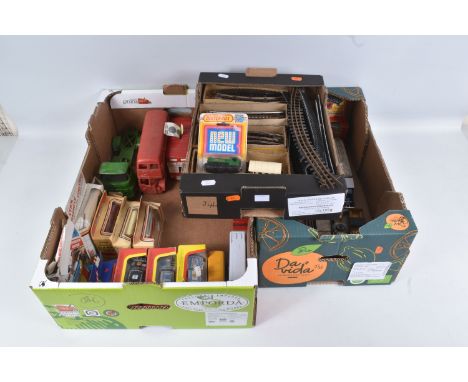 A QUANTITY OF UNBOXED ASSORTED PLAYWORN DIECAST AND PLASTIC VEHICLES, to include Schuco clockwork Micro Racer, No.1042, in re