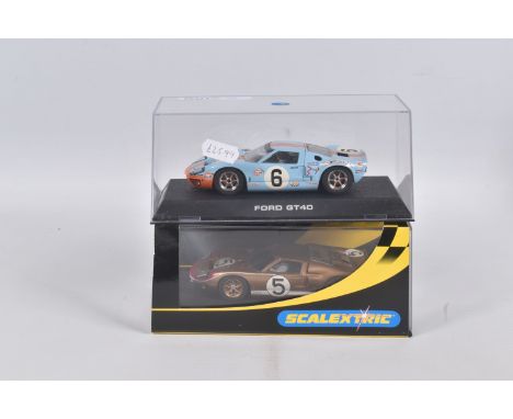 TWO BOXED SCALEXTRIC FORD GT40 &amp; GT Mk.II MODELS, 1/32 scale, GT40 1966 Le Mans RN6, No.C2403, GT Mk.II 1966 Le Mans RN5,