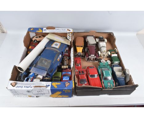 A QUANTITY OF UNBOXED MODEL VEHICLES, to include an RC Tomiya Toyota Celica Turbo Gr.5 race car missing the remote controller