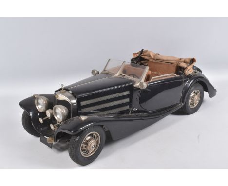 A BUILT 1:8 SCALE POCHER BY RIVAROSSI MERCEDES-BENZ 500K AK CABRIOLET 1935 MODEL VEHICLE, black body with silvered detail, du