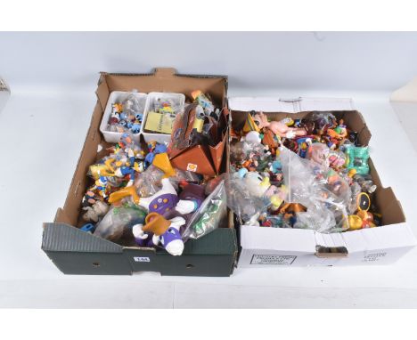 TWO BOXES OF DISNEY RELATED COLLECTABLES, to include fast food toys from Mcdonalds, Burger King and Pizza Hut, figures for Al