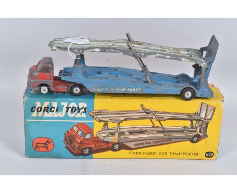 A BOXED CORGI MAJOR TOYS BEDFORD CARRIMORE CAR TRANSPORTER, No.1101, appears complete and in working order but in playworn co