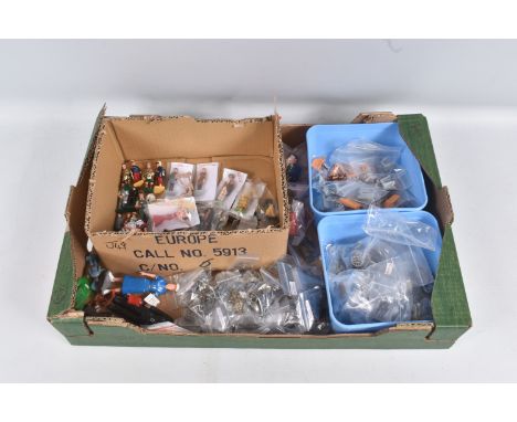 A COLLECTION OF ASSORTED METAL &amp; PLASTIC FIGURES, to include Romans, Musketeers, Cowboys, Napoleon, Swiss Guard and other