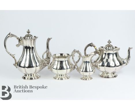 Late 19th century good quality silver plated coffee and tea set, comprising tea pot, coffee pot, twin-handled sugar bowl, mil