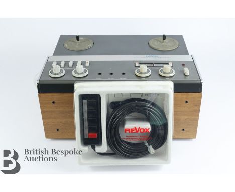 Revox A77 reel to reel recorder 34110, with cables in the original packaging.

Note: Pac tested and passed.&nbsp;