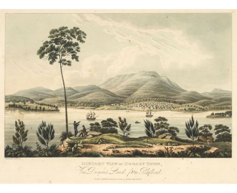 * Tasmania &amp; Australia. Lycett (Joseph). Distant View of Hobart Town, View of Lake George New South Wales, Mount Dromedar