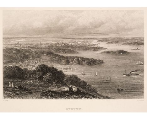* Australia. A collection of 14 engraved views, mostly 19th century, fourteen uncoloured engraved topographical views, mostly