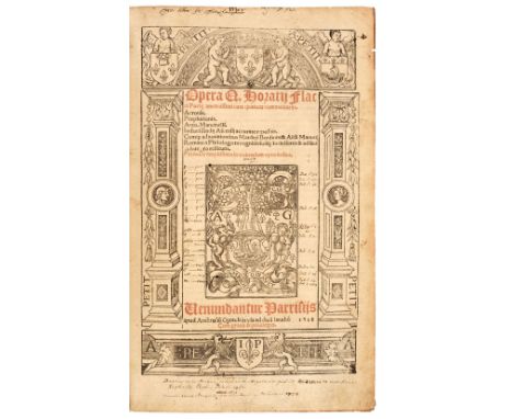 Horatius Flaccus (Quintus). Opera... cum quatuor commentariis Acronis Porphirionis, Anto Mancinelli, Jodoci Badii Ascensii ac