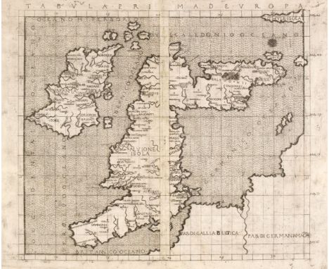 British Isles. Ptolemy (Claudius &amp; Berlinghieri Francesco), Tabula Prima d Europa, Florence [1482], uncoloured engraved m