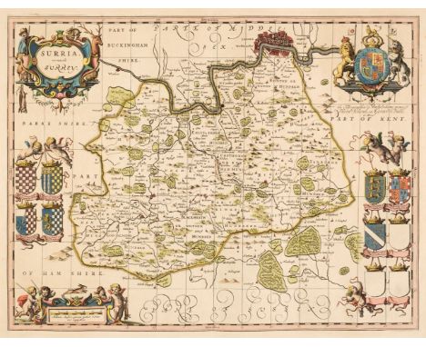 Surrey. Schenk (P. &amp; Valk (G.), Surria vernacule Surrey, circa 1700, engraved reticulated map with contemporary outline c