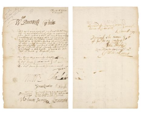 * Cromwell (Richard, 1626-1712). Lord Protector, son of Oliver Cromwell. A rare and early autograph document signed, 'R. Crom