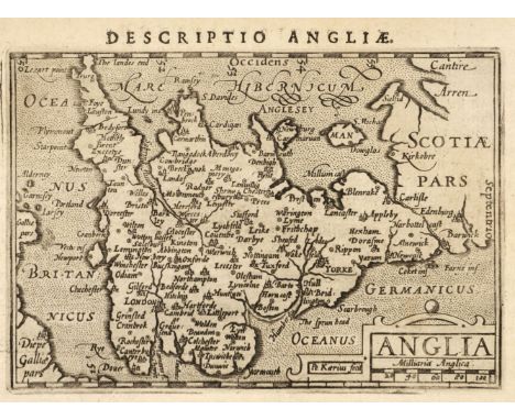 England &amp; Wales. Langenes (Barent), Anglia, Amsterdam, circa 1600, uncoloured miniature map, engraved by Pieter Van den K