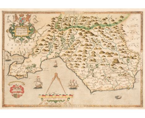 Glamorganshire. Saxton (Christopher), Glamorg? comitatus australis Cambriae pars descriptio Ano Dni 1578 [1579], engraved map