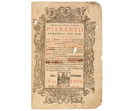 Terence. Habes hic amice lector, P. Terentii Comoedias, una cum interpretationibus Aelii Donati, Guidonis Juvenalis Caenomani