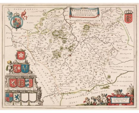 Leicestershire. Blaeu (Johannes), Leicestrensis Comitatus. Leicester Shire, Amsterdam, circa 1645, engraved map with contempo