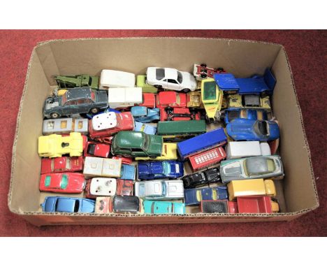 A box of model diecast vehicles, to include Corgi Toys BMC Mini Cooper and a Corgi Morris Mini Cooper 