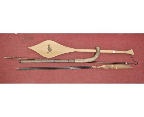 A mixed lot, to include an oar, hockey stick etc 