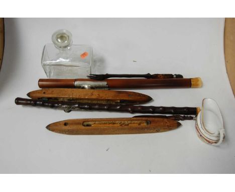 A small collection of miscellaneous items, to include a white metal mounted opium pipe, Victorian cream jug, 19th century etc