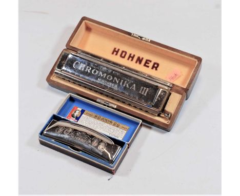 A Hohner chromonika 3 harmonica in fitted case, together with one other boxed Hohner harmonica (2)