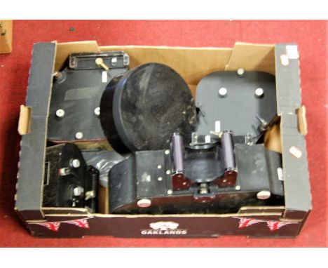 A collection of military camera equipment to include a Mag Light shield  camera F95 with War Department arrow by W Vinten Ltd