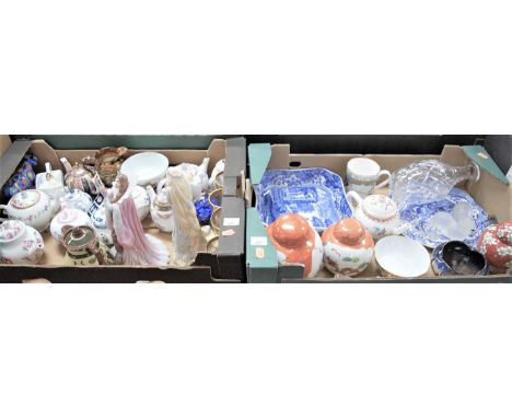 Two boxes containing a collection of ceramics, to include Spode Italian, various miniature teapots etc 