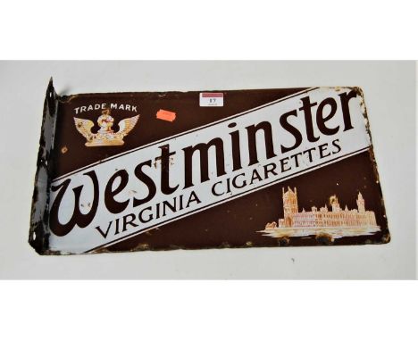 An early 20th century double-sided enamel advertising sign for Westminster Virginia Cigarettes, 23 x 41cm