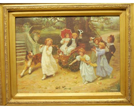 After John Constable - The Haywain, reproduction oleograph, and two other reproduction oleographs, each in elaborate gilt fra