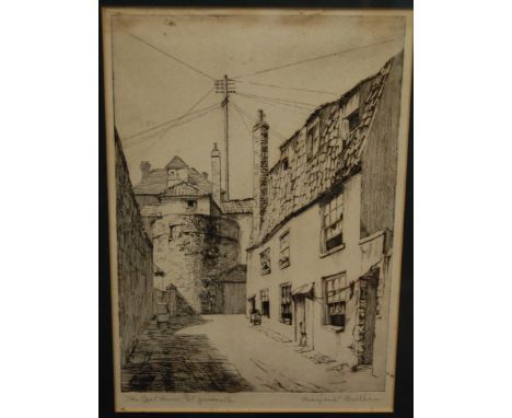Marjorie Billham - The East Tower, Great Yarmouth, etching, signed and titled in pencil to the margin, 25 x 17.5cm; together 