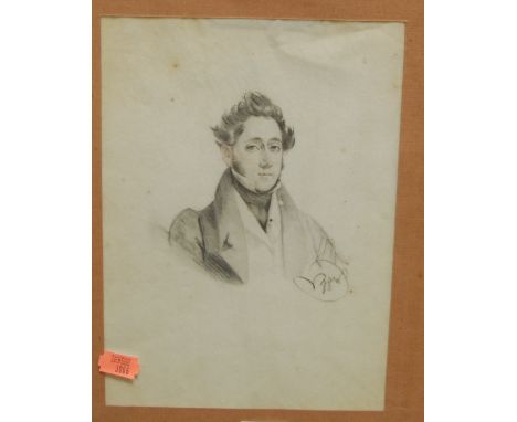Four various pencil portrait studies, to include heightened example on buff paper, 26 x 21cm 