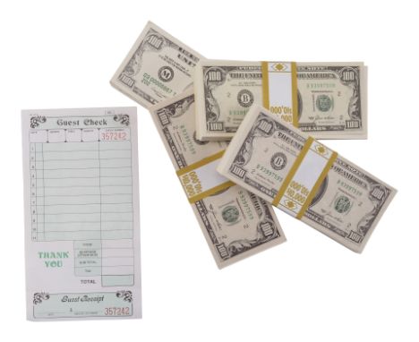 GOODFELLAS (1990) - Henry (Ray Liotta) and Karen Hill's (Lorraine Bracco) Blank Country Club Check with Four Wrapped Cash Sta