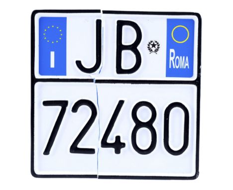 RED NOTICE (2021) - Motorcycle License Plate - A motorcycle license plate from Rawson Marshall Thurber's Red Notice. Motorcyc