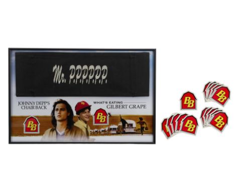 WHAT'S EATING GILBERT GRAPE (1993) - Johnny Depp's Chairback and Set of Burger Barn Stickers - Johnny Depp's chairback and Bu