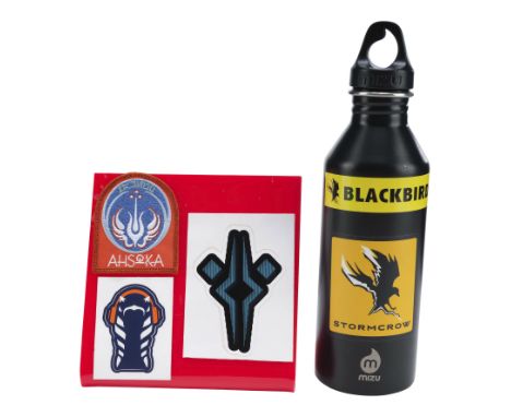 AHSOKA (T.V. SERIES, 2023) - Crew Gift Patch, Pair of Stickers and Water Bottle - A crew gift patch, a pair of stickers, and 