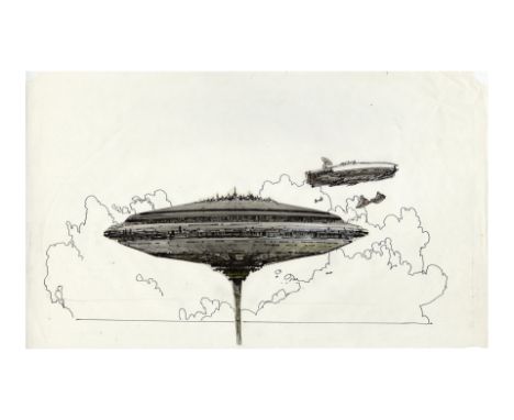 STAR WARS: THE EMPIRE STRIKES BACK (1980) - Hand-Drawn Ralph McQuarrie Cloud City Concept Art - Hand-drawn Cloud City concept
