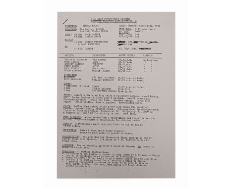 STAR WARS: A NEW HOPE (1977) - Anthony Daniels Collection: Tunisia Location Call Sheet Copy - A copy of a Tunisia location ca
