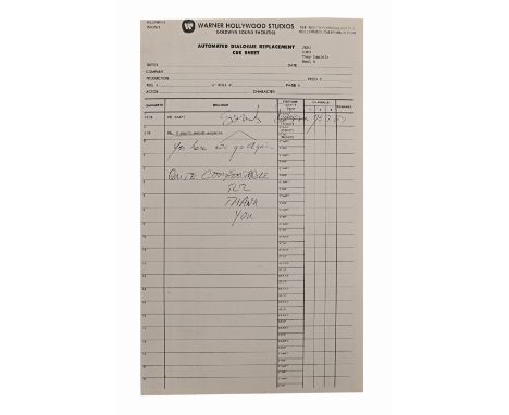 STAR WARS: RETURN OF THE JEDI (1983) - Anthony Daniels Collection: Rebel Briefing Scene ADR Cue Sheet with Anthony Daniels' H