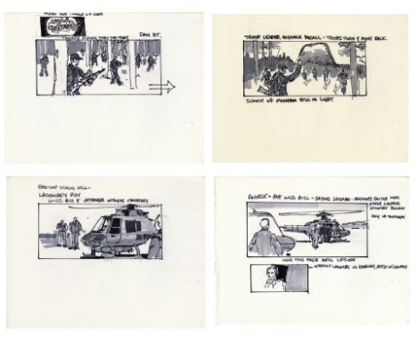 CLOSE ENCOUNTERS OF THE THIRD KIND (1977) - Set of Four Hand-Drawn George Jenson Devil's Tower Chase VFX Storyboard Pages - F