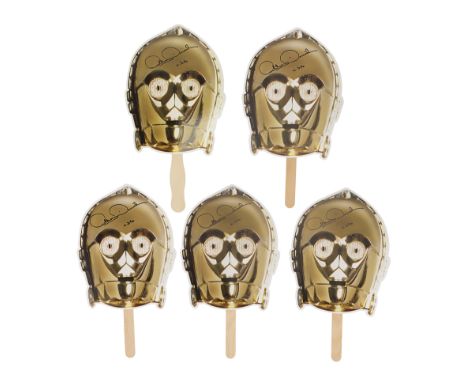 STAR WARS: THE COMPLETE SAGA - Anthony Daniels Collection: Autographed Promotional C-3PO Faces for Blu-ray Release at BT Towe