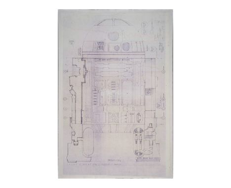 STAR WARS: A NEW HOPE (1977) - Linen-Backed Full-Scale Front Elevation "Robot R2" Production Blueprint - A linen-backed full-