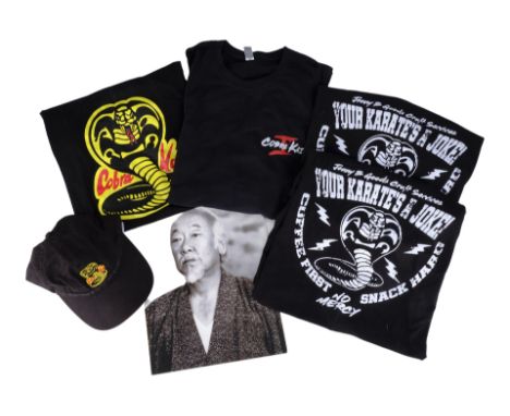 COBRA KAI (2018-2023) - Mr. Miyagi's (Pat Morita) Unused Photo, Crew Hat and Set of Four Crew Shirts - Mr. Miyagi's (Pat Mori