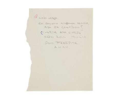 STAR WARS: RETURN OF THE JEDI (1983) - Anthony Daniels Collection: Anthony Daniels' Handwritten Ewokese Dialogue Page - Antho