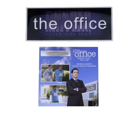 THE OFFICE (T.V. SERIES, 2005-2013) - Michael Scott's (Steve Carell) "Support The Rabid" Bracelet and Parking Pass - Michael 