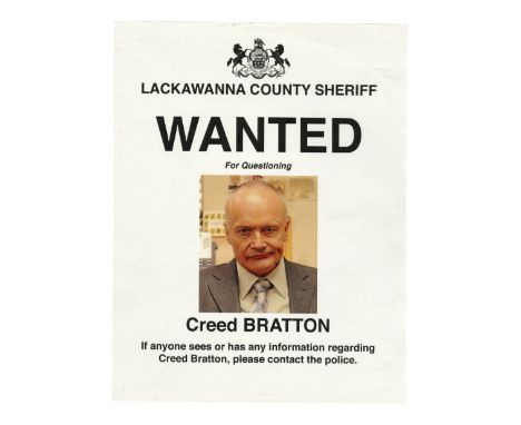 THE OFFICE (T.V. SERIES, 2005-2013) - "Schrute Buck" and Creed Bratton (Creed Bratton) Wanted Poster - A "Schrute Buck" and a