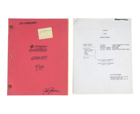 THE GOONIES (1985) - Jack Johnson-Autographed Script and Shooting Schedule - A Jack Johnson-autographed script and shooting s
