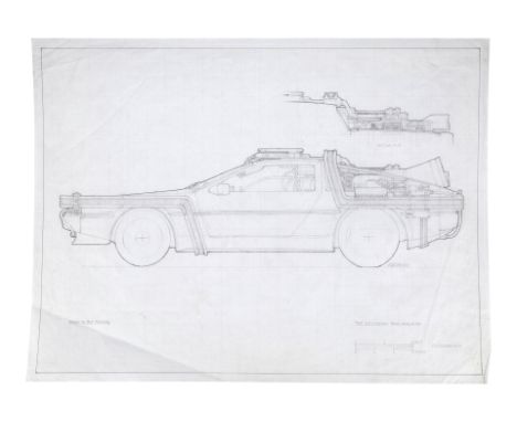 BACK TO THE FUTURE (1985) - Hand-Drawn Ron Cobb Interior DeLorean Time Machine Concept Art - Hand-drawn Ron Cobb interior DeL