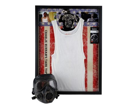 SONS OF ANARCHY (T.V. SERIES, 2008-2014) - Jax Teller's (Charlie Hunnam) Framed Tank-Top with Background Distressed Gas Mask 