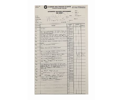STAR WARS: RETURN OF THE JEDI (1983) - Anthony Daniels Collection: ADR Cue Sheet with Anthony Daniels' Handwritten Notes and 